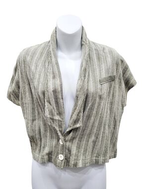 2/$20 Y2K Grey Stripe Buttons Down Blazer Top Size: M